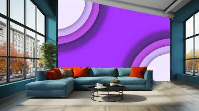 Abstract paper-cut background, a quarter of circle at two corners, purple color tone Wall mural