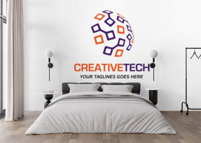 abstract circle circuit tech color logo vector Wall mural