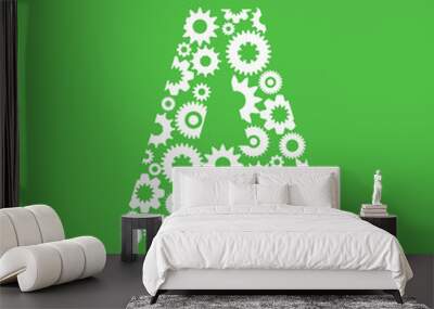 initial letter a with gear on green background vector illustration concept  Wall mural