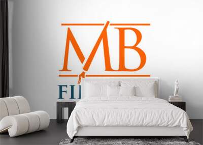 initial letter M and B with pen vector illustration Wall mural