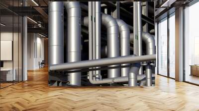 polymer refinery Victoria Australia showing steel pipework onsite, re manufacturing. Wall mural