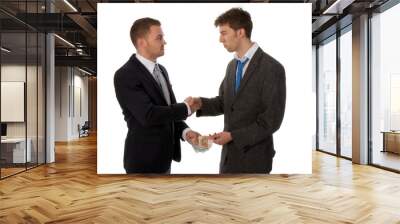 Businessman shaking hands. The deal is made and one businessman is paying the other. isolated on transparent background Wall mural