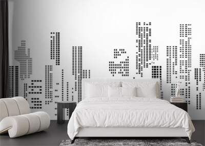 black and white city silhouette without background Wall mural