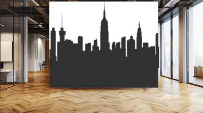 black and white city silhouette without background Wall mural