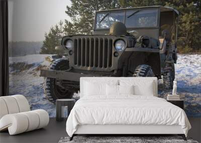 Willys Jeep.
Military vehicle used in Second World War made in America
 Wall mural