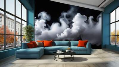 Billowing smoke on a black background. Wall mural