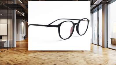 Eye round glasses on white background Wall mural