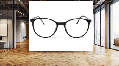 Fashion black color glasses on white background Wall mural