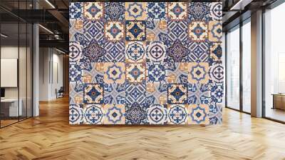 Oriental tiles background pattern. Turkish ceramic tiles texture. Wall mural