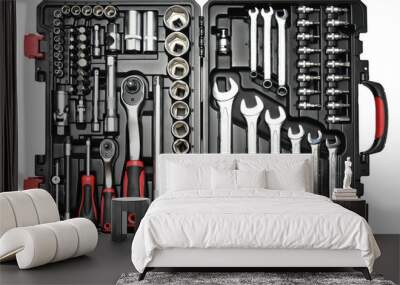 Toolbox set of wrenches, car mechanic tools in case Wall mural