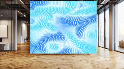 blue liquid neon water graphic, ripple wave pattern vector, abstract background Wall mural