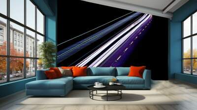 Abstract light trails on highway at night Wall mural