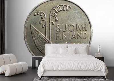 Finland ten penni coin on a white isolated background Wall mural