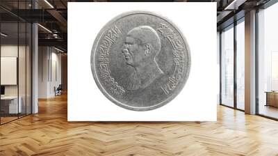 Jordan five piastres coin on a white isolated background Wall mural