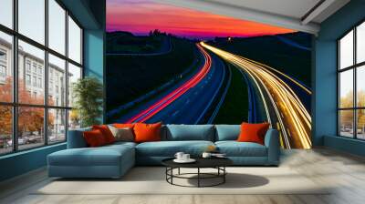 lights of cars with night. long exposure Wall mural