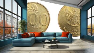 Malaysia five hundred rupiah coin on white isolated background Wall mural