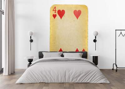 old dirty poker card isolated on white Wall mural