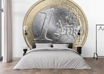 one euro coin on a white isolated background Wall mural