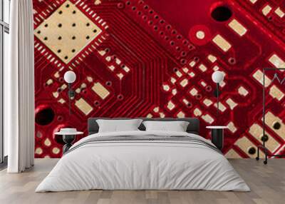 red printed circuit board. background or texture Wall mural