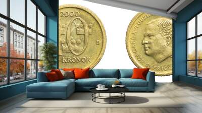 ten swedish kroner coin isolated on white background Wall mural