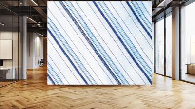 white cotton material with blue stripes with visible texture Wall mural