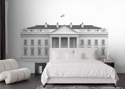 White house rendered illustration isolated on a white background Wall mural