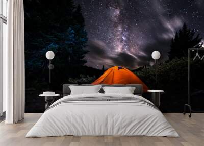 Tent under The Milky Way Wall mural