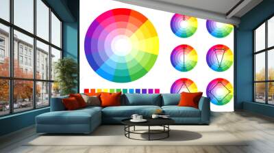 Color wheel, color schemes and RGB and CMYK palette. Wall mural