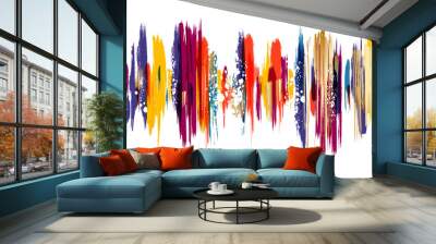 Colorful hand drawn decorative element from brush strocks. Abstract creative design from multicolored paint lines. Wall mural