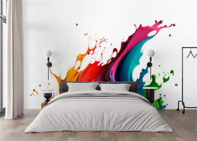 Colorful paint splash. Isolated design element on the transparent background.  Generative AI. Wall mural