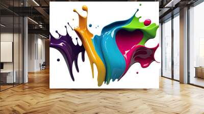 Colorful paint splash. Isolated design element on the transparent background. Generative AI. Wall mural