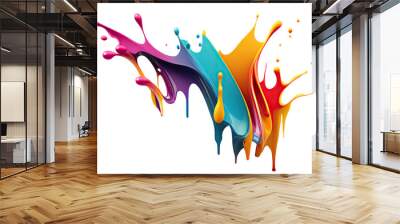 Colorful paint splash. Isolated design element on the transparent background. Generative AI. Wall mural