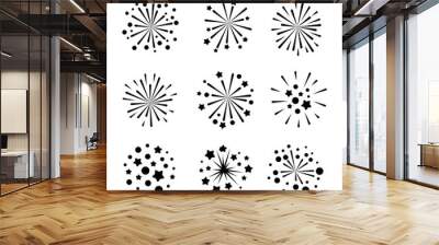 Fireworks and sparklers vector collection. Anniversry, party or holiday decoration elements. Wall mural