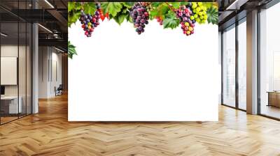 Grape top border. Isolated design element on the transparent background. Wall mural