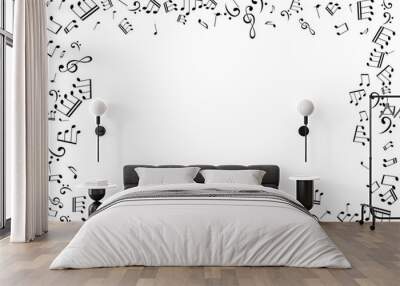 Notes on the swirl. Music decoration  isolated on the white background. Wall mural