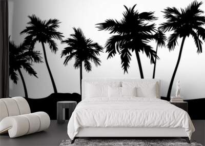 Palm tree silhouette. Black vector border Wall mural