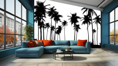 Palm tree silhouette. Black vector border Wall mural