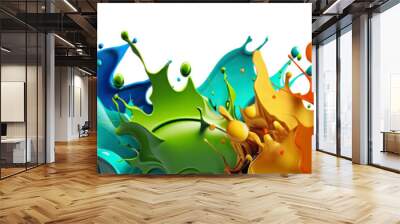 Rainbow paint splash border. Colorful isolated design element on the transparent background. Generative AI. Wall mural