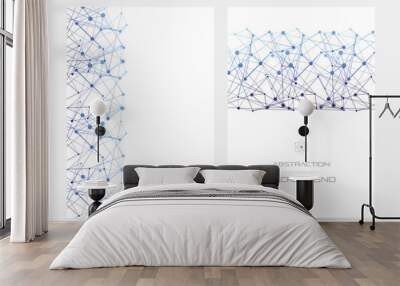 Structure of particles or molecules. Connected line and dots. Wall mural