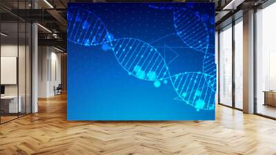 Technology and biology abstract background with dna, molecules and digital structure. Medical data vector illustration. Wall mural