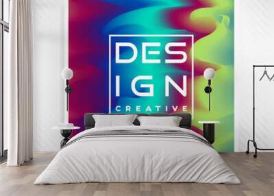 Trendy colorful poster with liquid ink texture. Vector bright gr Wall mural