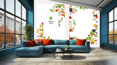 Vegetables banners and elements for menu design, packaging or organic food store labels Wall mural