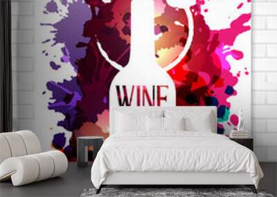 Wine list template for bar or restaurant menu design. Creative artistic background with color paint splashes. Wall mural