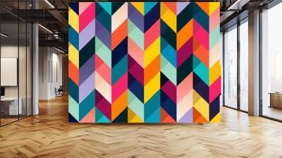 Abstract seamless pattern with colorful dynamic design. Vector geometric chevron background Wall mural