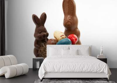 chocolate easter eggs in nest Wall mural