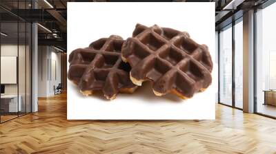 chocolate waffles isolated Wall mural