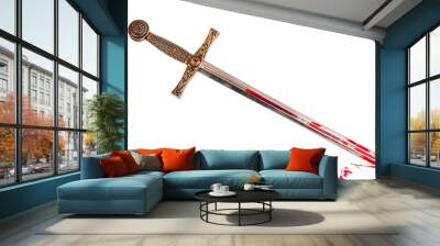 Sword with blood isolated Wall mural