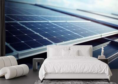 Close-up of solar cell farm power plant, eco-friendly technology and sustainable energy resources Wall mural