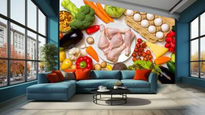 diet food on a white background, top view, flatley Wall mural