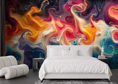 Abstract colorful waves creating fluid motion and vibrant energy in modern art. Wall mural